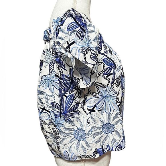 PARKER Embroidered floral Blouse flutter sleeves size small - Picture 3 of 5